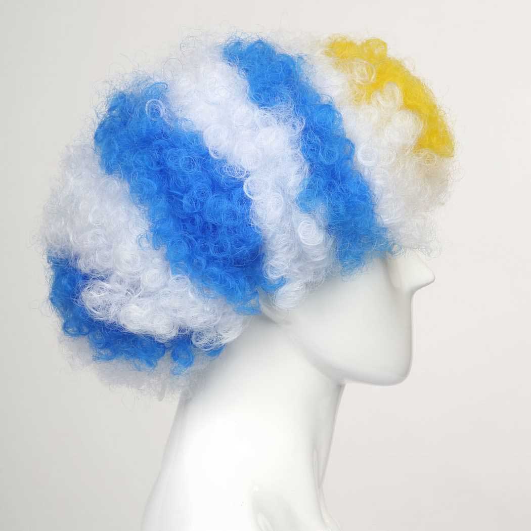 flagwigs, football wigs, fan wigs, afro wigs, mullet wigs, bob wigs, euro wigs,  premier league wigs,Uruguay Afro Wig 