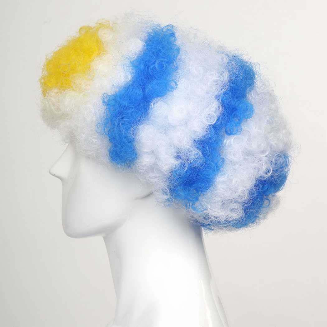flagwigs, football wigs, fan wigs, afro wigs, mullet wigs, bob wigs, euro wigs,  premier league wigs,Uruguay Afro Wig 