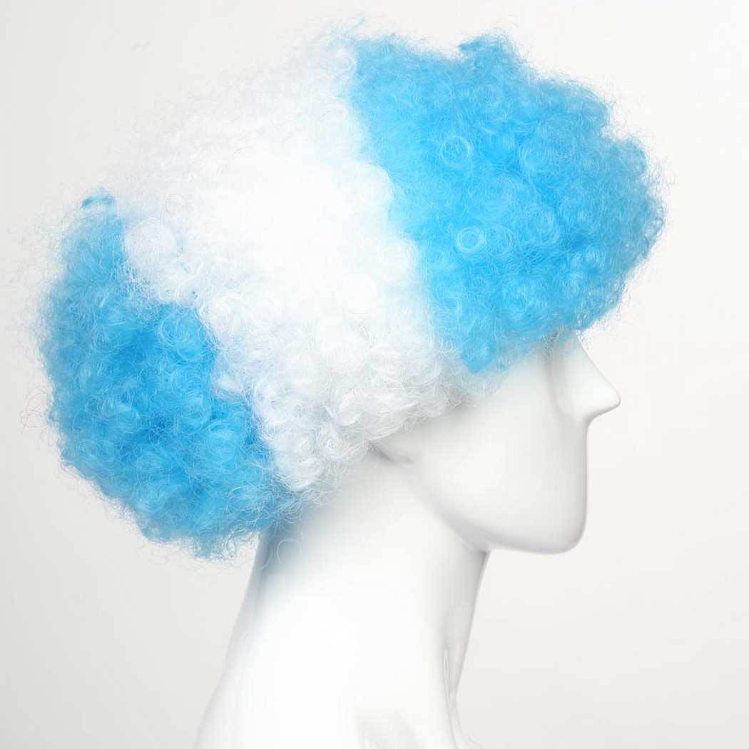 flagwigs, football wigs, fan wigs, afro wigs, mullet wigs, bob wigs, euro wigs,  premier league wigs,Argentina Afro Wig 