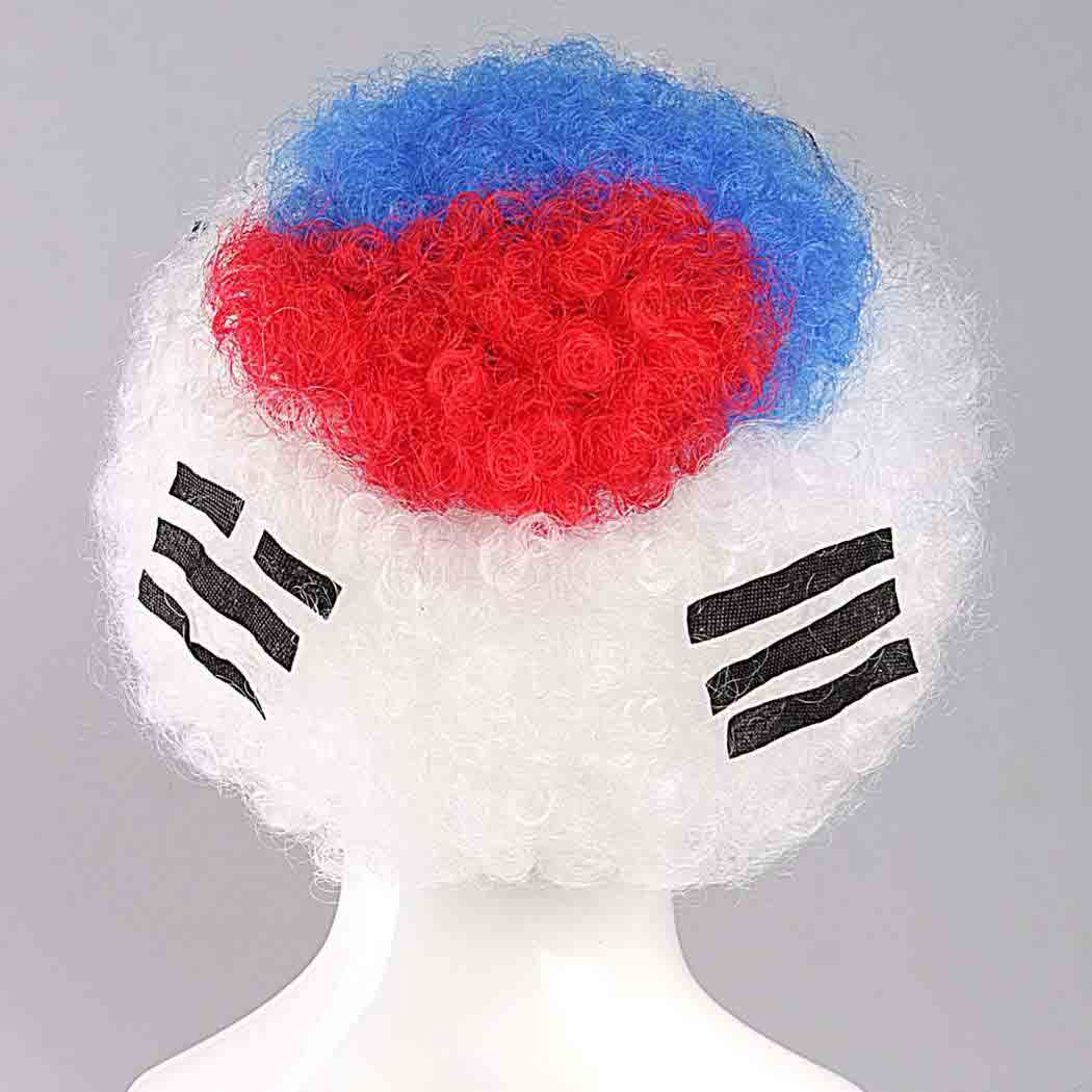flagwigs, football wigs, fan wigs, afro wigs, mullet wigs, bob wigs, euro wigs,  premier league wigs,South Korea Afro Wig