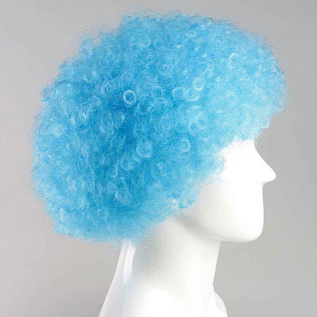 flagwigs, football wigs, fan wigs, afro wigs, mullet wigs, bob wigs, euro wigs,  premier league wigs,Light Blue Afro Wig