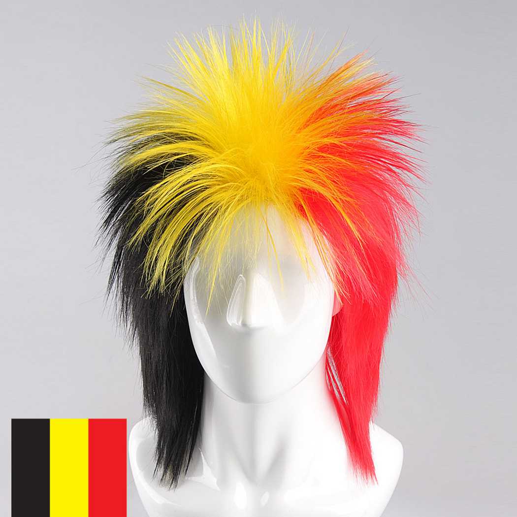 flagwigs, football wigs, fan wigs, afro wigs, mullet wigs, bob wigs, euro wigs,  premier league wigs,Belgium Mullet Wig