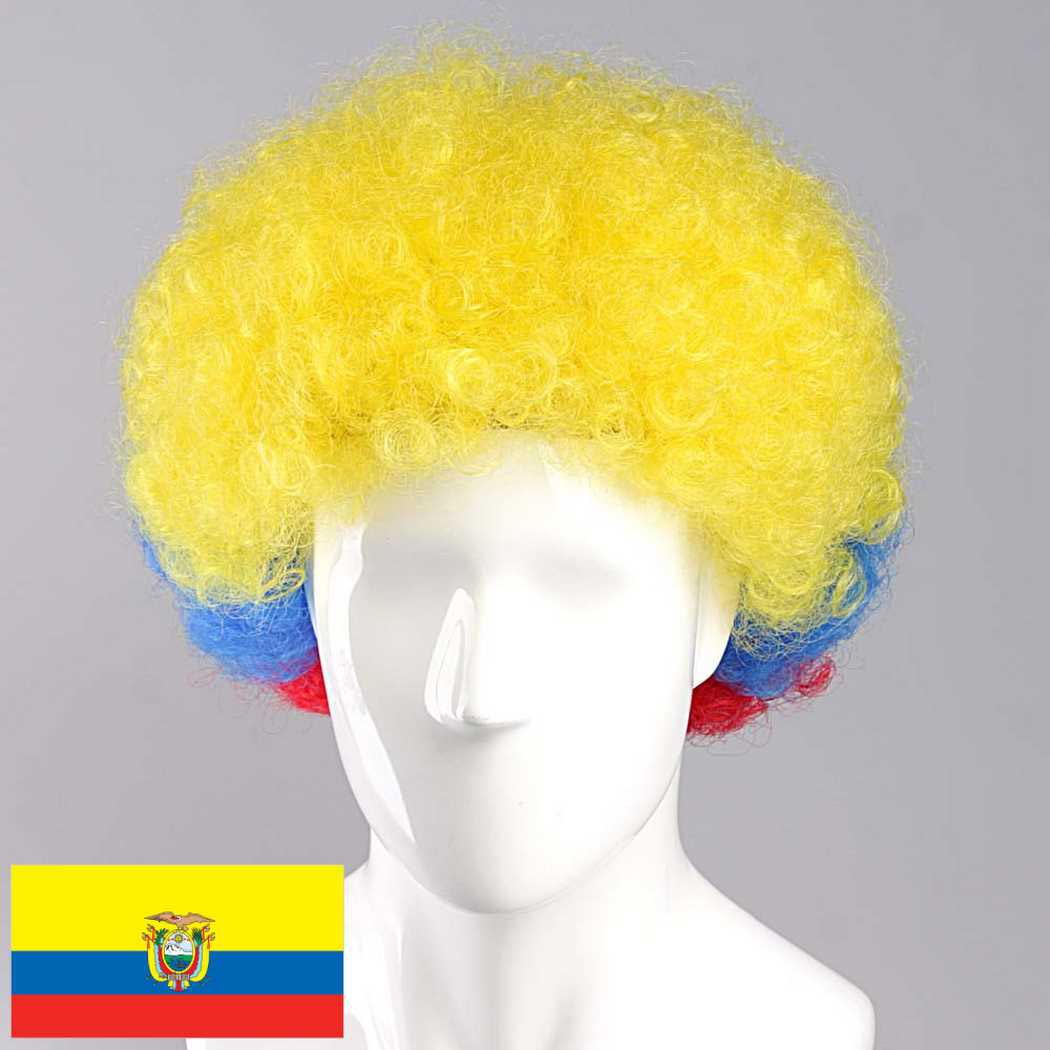 flagwigs, football wigs, fan wigs, afro wigs, mullet wigs, bob wigs, euro wigs,  premier league wigs,Ecuador Afro Wig