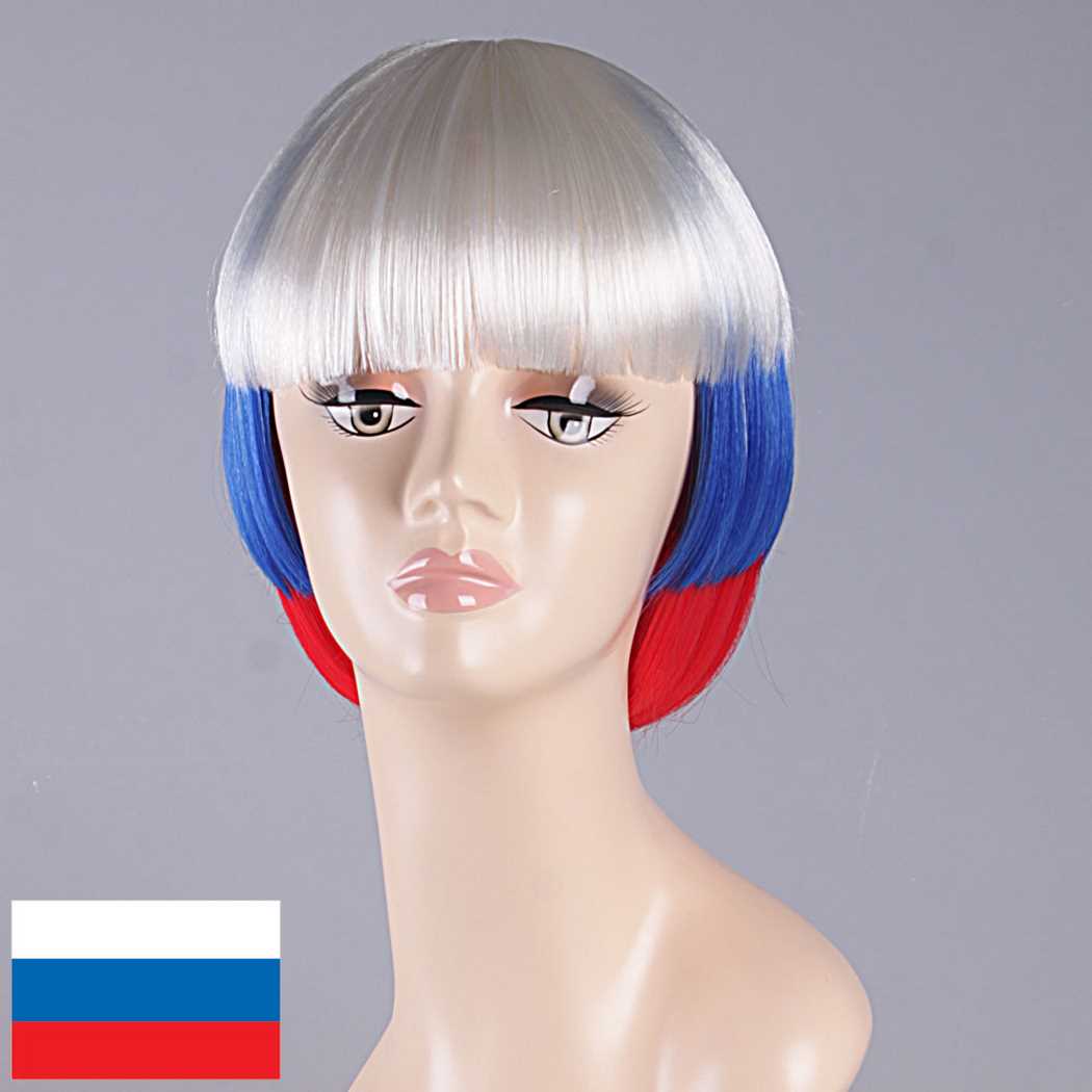 flagwigs, football wigs, fan wigs, afro wigs, mullet wigs, bob wigs, euro wigs,  premier league wigs,Russia Bob Wig 