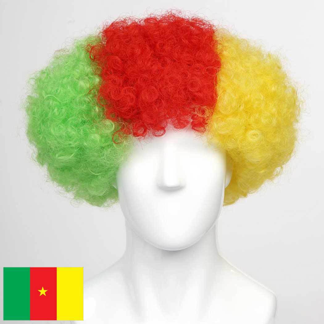 flagwigs, football wigs, fan wigs, afro wigs, mullet wigs, bob wigs, euro wigs,  premier league wigs,Cameroon Afro Wig 