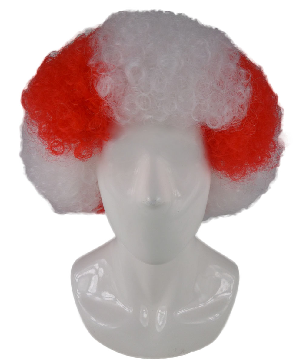 flagwigs, football wigs, fan wigs, afro wigs, mullet wigs, bob wigs, euro wigs,  premier league wigs,Atletico de Madrid Afro Wig